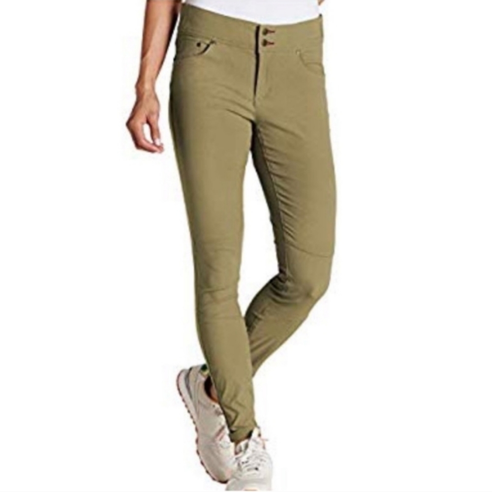 Toad&Co Women’s Flextime Skinny Green Pants Size 10 Nylon Stretch Outdoor Trave